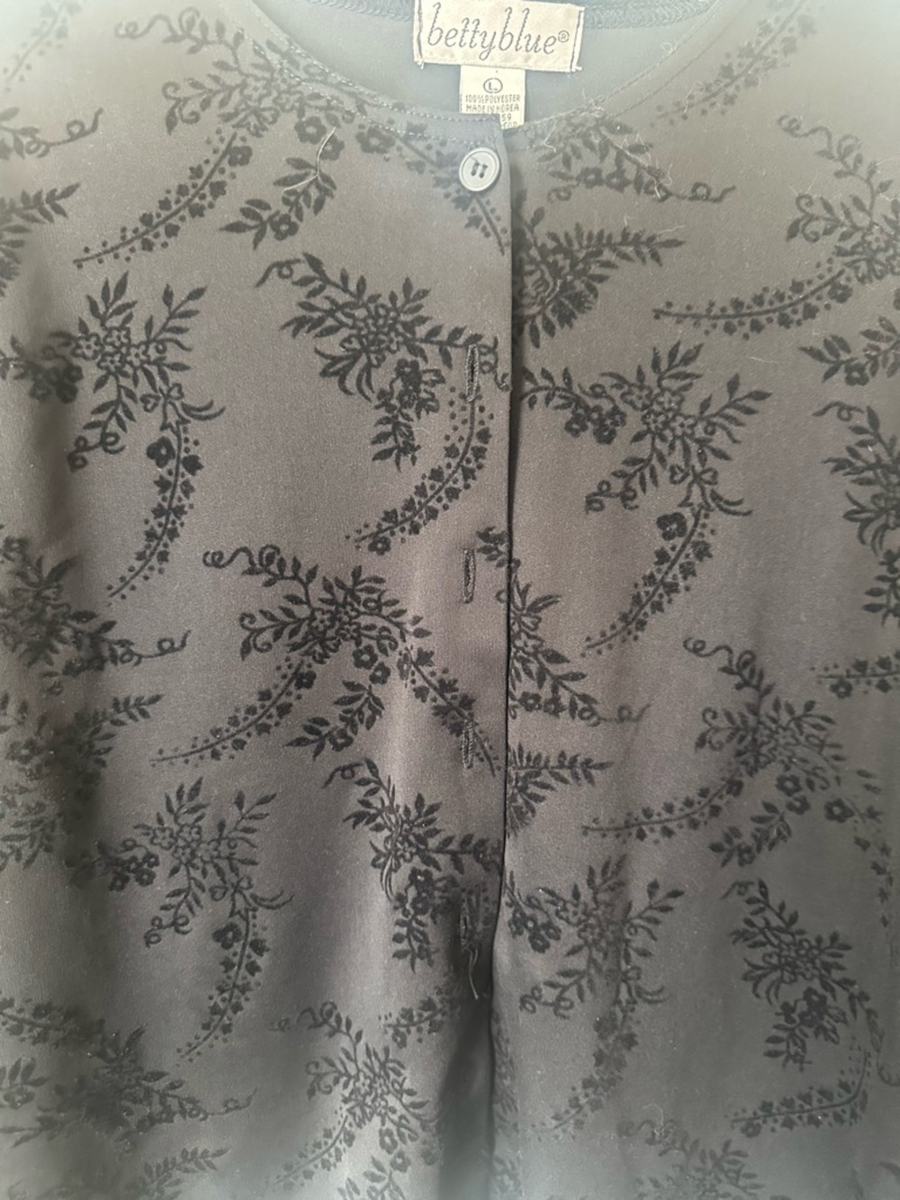 Betty Blue Black Floral-Pattern Button-Front Shirt - Picture 4 of 5